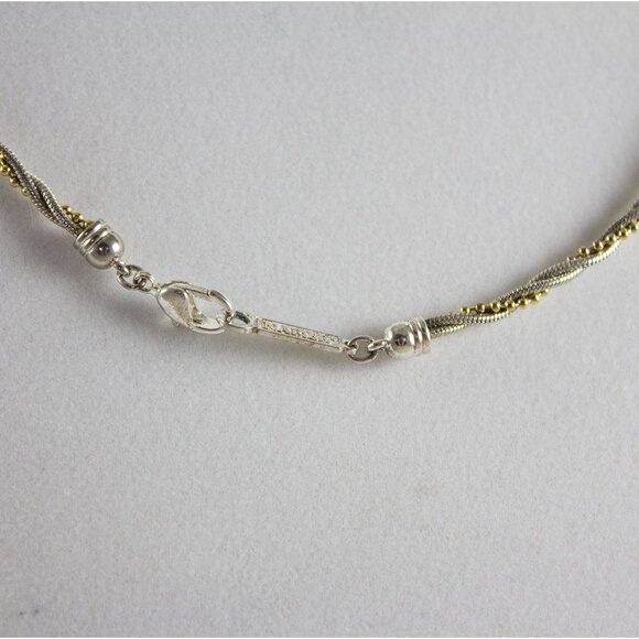 Vintage Napier Twisted Rope Chain Necklace Silver & Gold Signed 24" - Picture 3 of 4